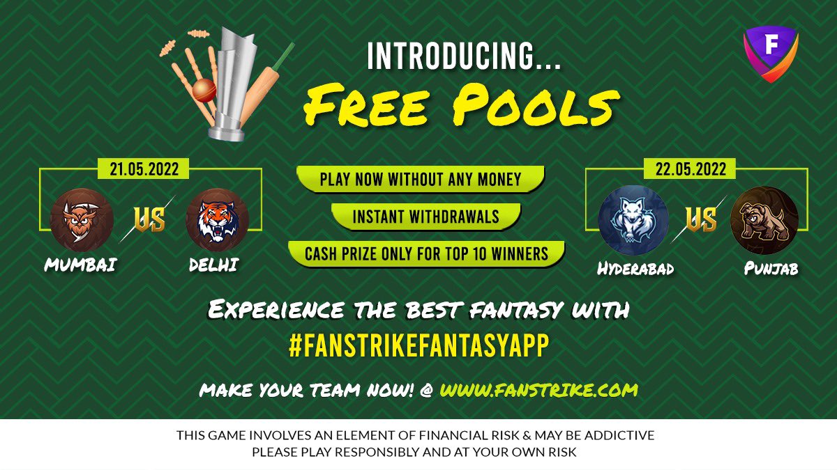 FanStrike_App's tweet photo. Introducing Pay zero Win X ….
No need to worry about losing your money only on #fanstrikefantasy
Download now ( Link in bio )
#freepool #payzero #winbig #fantasyapp #cricketfantasy #fantasycricket #fantasyguide #sportsfantasy #cricketlovers #cricketfans #cricketfever https://t.co/sfkRrhC1Qg