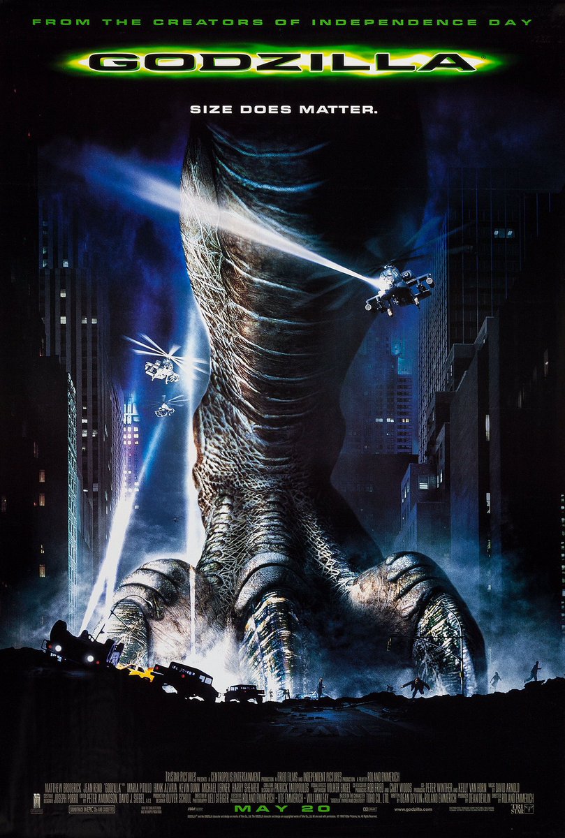 FilmNewsNos's tweet photo. 🎬MOVIE HISTORY: 24 years ago today, May 20, 1998, the movie 'Godzilla' opened in theaters!

#MatthewBroderick #JeanReno #MariaPitillo #HankAzaria #KevinDunn #ArabellaField #MichaelLerner @theharryshearer #VickiLewis #MalcolmDanare #GlennMorshower #NancyCartwright #ClydeKusatsu https://t.co/8DqQ6n36eg