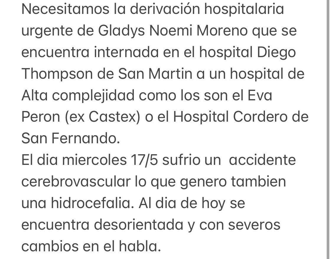 BrenCBrunetti's tweet photo. Derivación Urgente ! #DerechoALaSalud https://t.co/uMGaKY5Puh