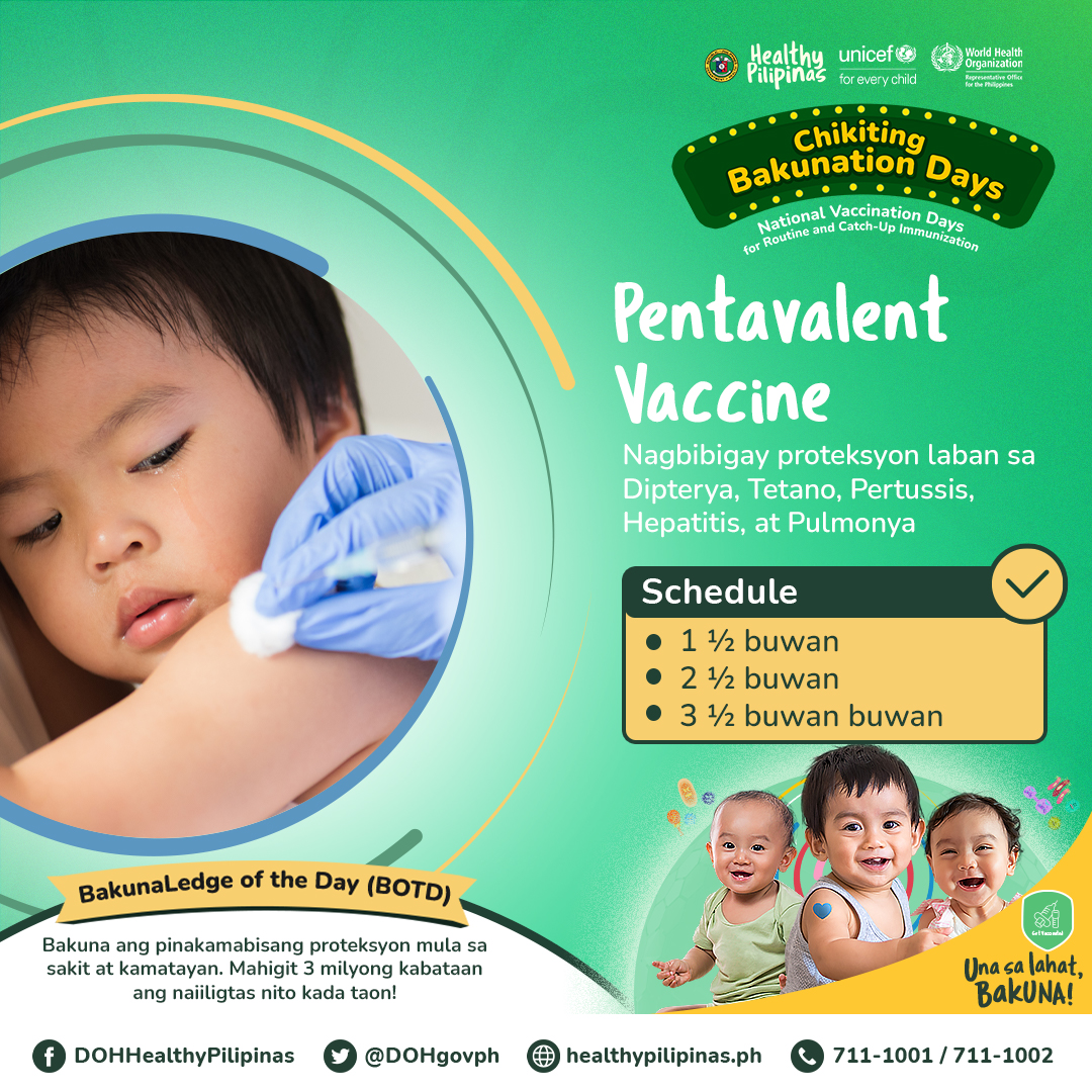 Department of Health on Twitter "Para sa proteksyon ni baby, Pentavalent vaccine ang bakuna