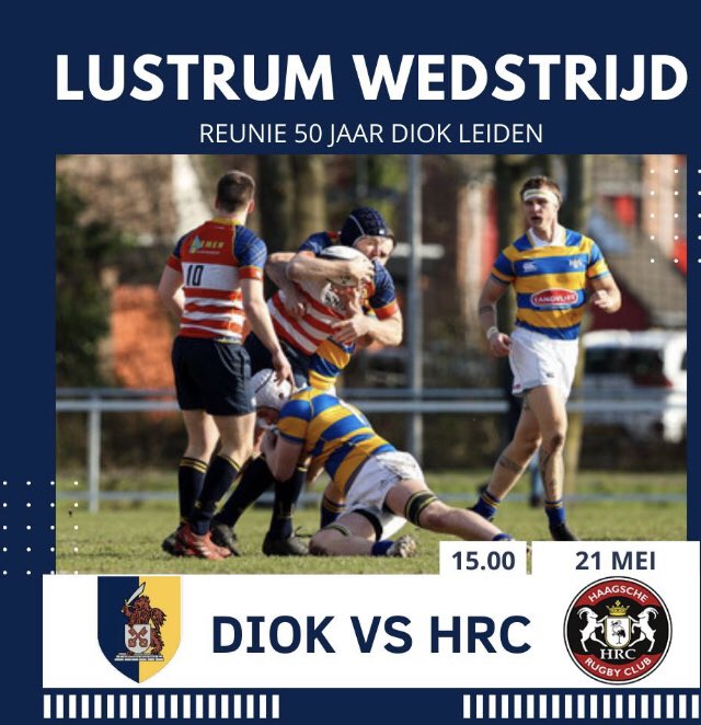 Vandaag thuis aan de Smaragdlaan volop actie aan de ‘Lustrumwedstrijd’ van Heren 1 <a href="/lrcdiokrugby/">RC DIOK</a> tegen <a href="/HaagscheRC/">HaagscheRugbyClub</a> ! Er moet gewonnen worden om direct naar de finale te gaan van het landskampioenschap! 💙 💛