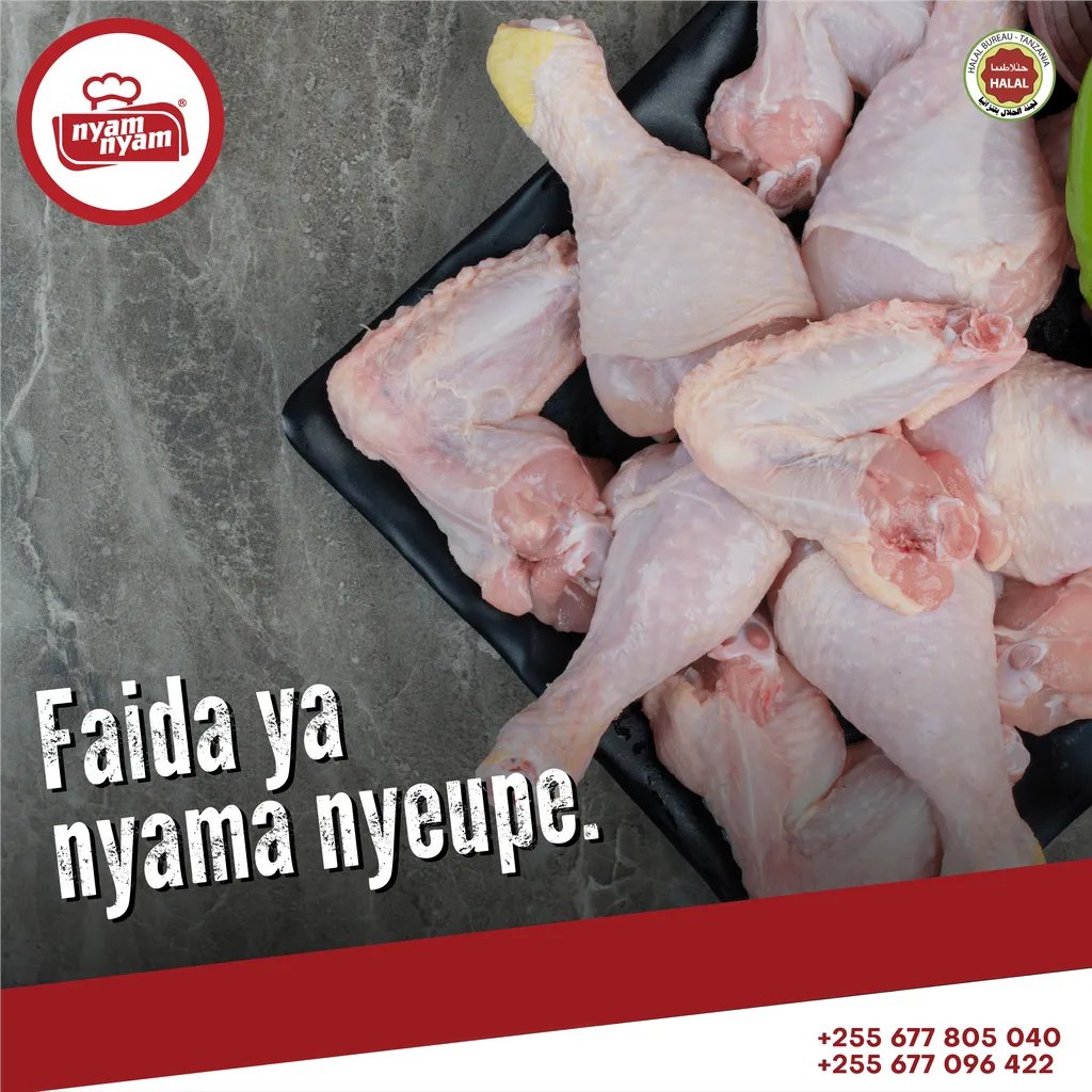 nyamnyam_tz's tweet photo. Je unajua nyama nyeupe(white meat) ni chanzo kizuri cha protini, na ina kiwango cha chini cha mafuta.
Pata kuku wako kwa kupiga +255 677 805 040 / +255 677 096 422
#fibers #redmeat #whitemeat #protein #protini #nyama #NyamNyam #daressalaam #tanzania https://t.co/4Kq3b2AtRk
