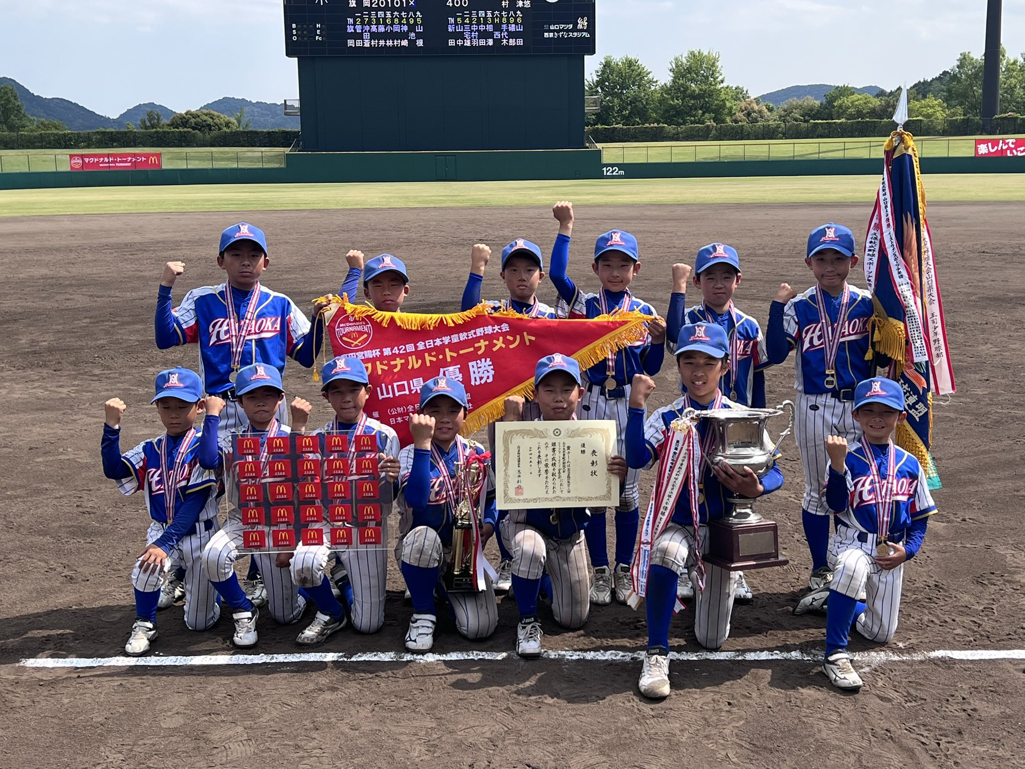 山口市野球スポーツ少年団 5 21の結果 高円宮賜杯 第42回全日本学童軟式野球大会 マクドナルド トーナメント 山口県決勝大会 最終日 山口マツダ西京きずなスタジアム 決勝戦 新田 1 旗岡 101 4 優 勝 旗岡スポーツ少年団 準優勝 新田軟式野球