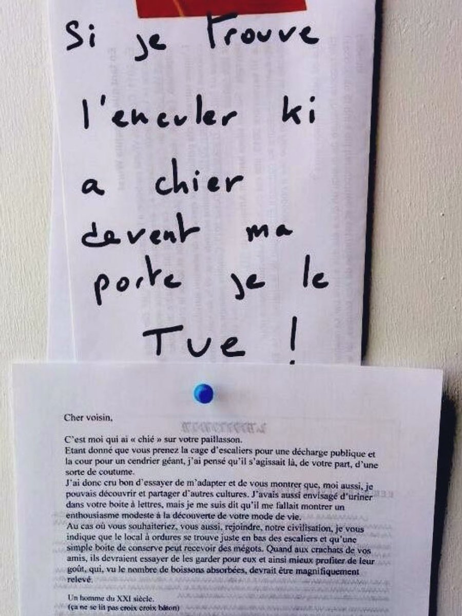 Excellente #fetedesvoisins ! Restez zen même si un enc…fait ses besoins sur votre paillasson…c’est un signe de rapprochement 😂