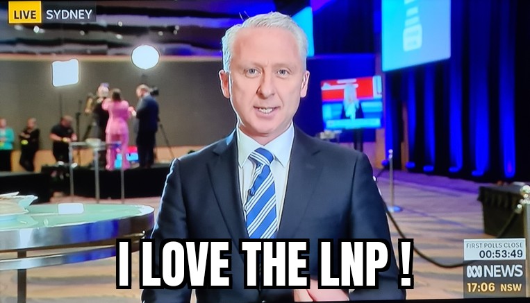 AprilFredric's tweet photo. No surprise that LNP fanboy Greg Jennett has put his hand up to report from the Coalition HQ on election night.
#ABCNews
#ThisIsNotJournalism
#FireTheLiar
#AlboWillBePM
#auspol
#RefundTheABC
#FederalICAC https://t.co/12VfK6vveo