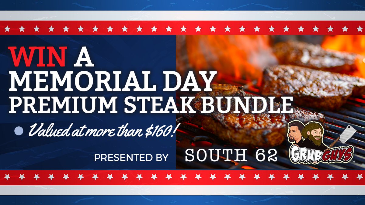 🇺🇸 Win a #MemorialDay Premium Steak Bundle from <a href="/South62Band/">South 62</a> and Grub Guys, delivered right to your door for your holiday cookout!

> bit.ly/SteakSweepstak…

#south62 #memorialdaycookout #country