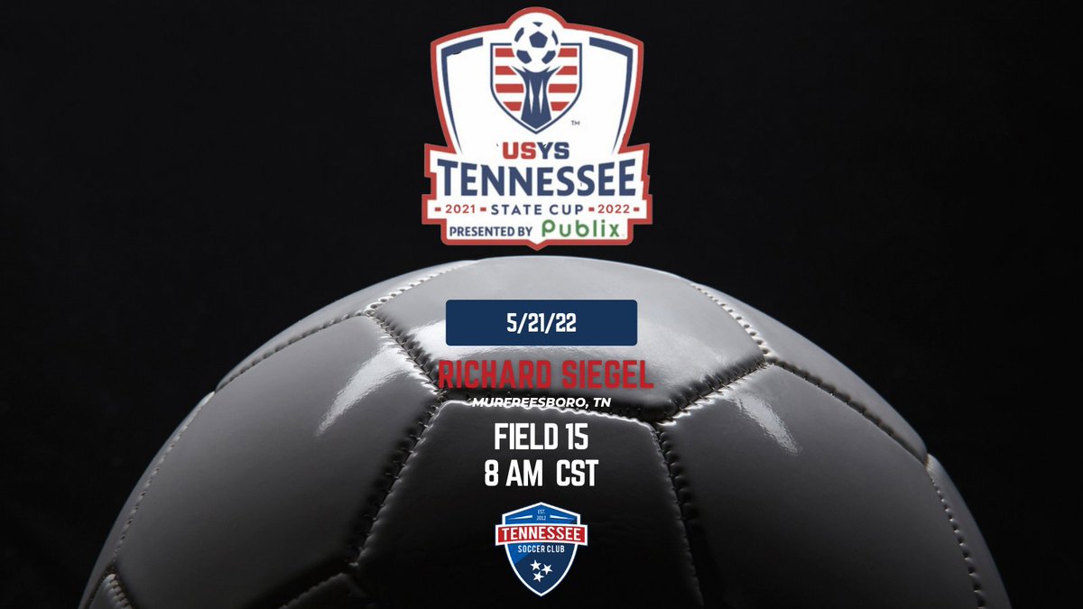 Join us tomorrow as we kick off our pursuit of the <a href="/TennesseeSoccer/">Tennessee State Soccer Association (TSSA)</a> Cup!
📆 5/21/22
🕑 8:00 AM CST
🏟 Field 15
📍Richard Siegel 
515 Cherry Ln
Murfreesboro, TN
#2023Recruits #2024Recruits #TSC05GShowcase #DevelopingExcellence #committotheprocess