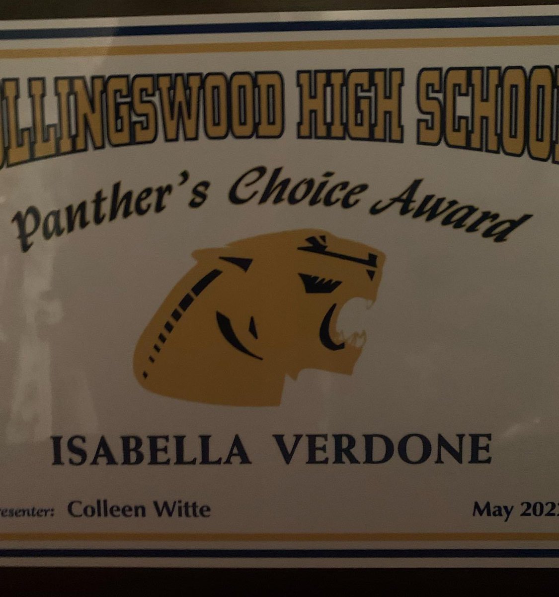 I missed my favorite night of the year last night b/c of a track meet, but I am so proud of Bella for all she has achieved this year!! She will definitely be missed. 💙💛 #pantherchoice