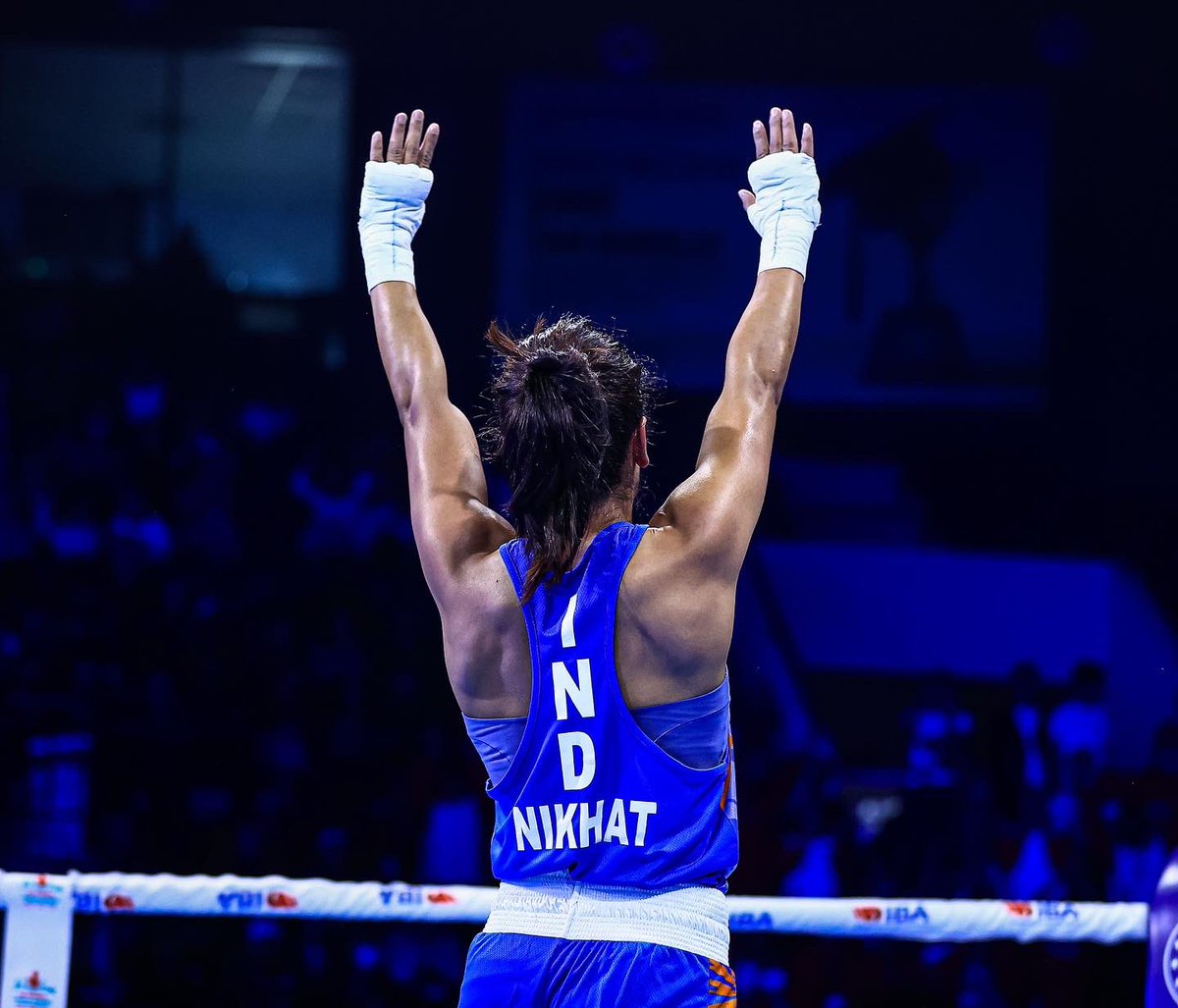 DrBhardwajTulsi's tweet photo. 𝟐𝟎𝟐𝟐 𝐖𝐎𝐑𝐋𝐃 𝐂𝐇𝐀𝐌𝐏𝐈𝐎𝐍! 🥇
It's finally after culmination of years of hardwork and perseverance. India, congratulations to #NikhatZareen
#WorldBoxingChampionship
#IBAWWC2022 🥊🥇🇮🇳 https://t.co/PILzCLM5Gi