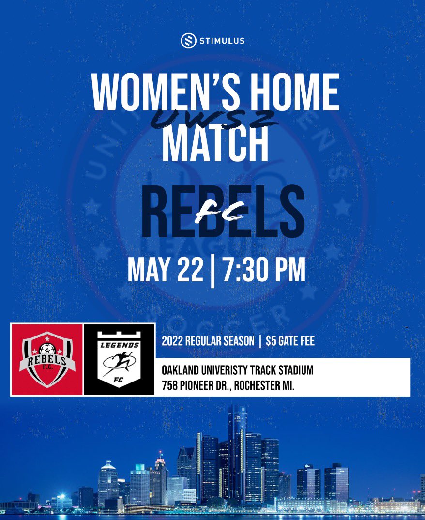 Come be part of the Rebellion!! Sunday evening your Rebels women take on <a href="/MI_LegendsFC/">Legends FC Pro</a> in a <a href="/UWSLeague2/">UWS League Two</a> matchup. <a href="/wearesoccershow/">We Are Soccer ⚽️</a> <a href="/MISoccerCentral/">MICHIGAN SOCCER CENTRAL</a> #soccer #michigansoccernetwork for our livestream