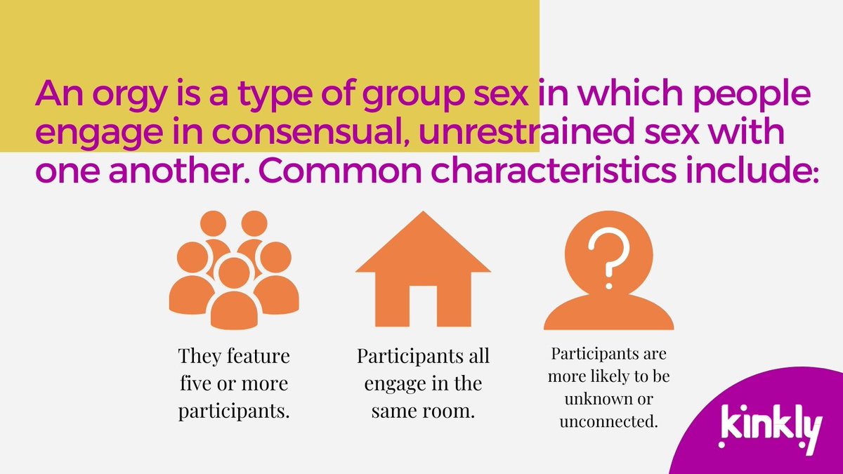 kinkly's tweet photo. Orgies are a common sexual fantasy, yet studies show that fewer than 3% have taken part in one in the last year. What makes an #orgy different from other types of #groupsex? https://t.co/ClllI0HIli #sexterm #sexact https://t.co/p9RvHwwoBo