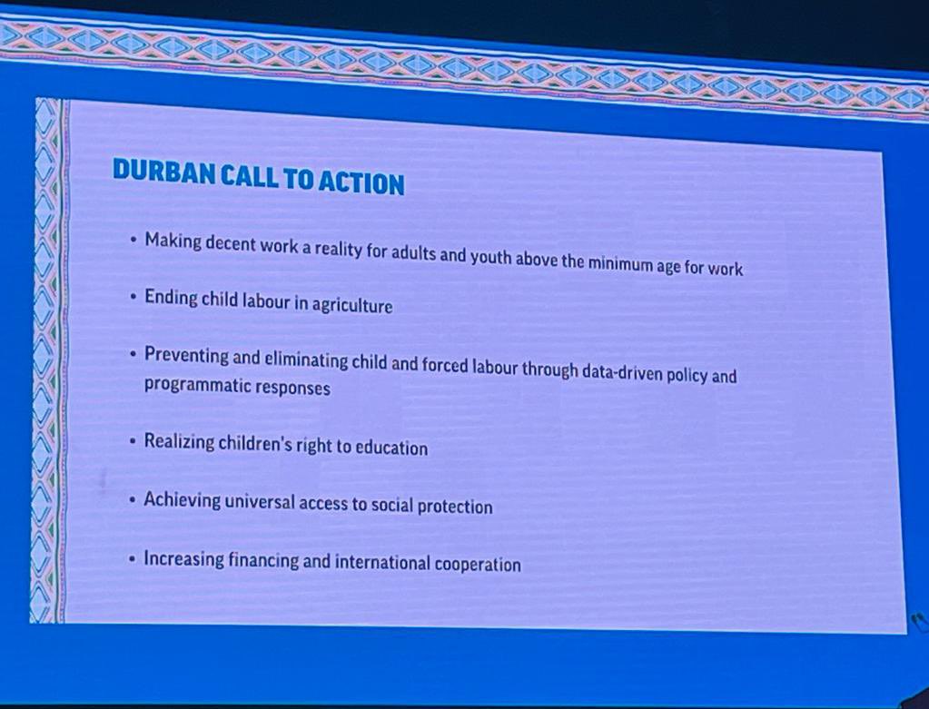 The following key points have been adopted by delegates at the 5th Child Labour Global Conference.