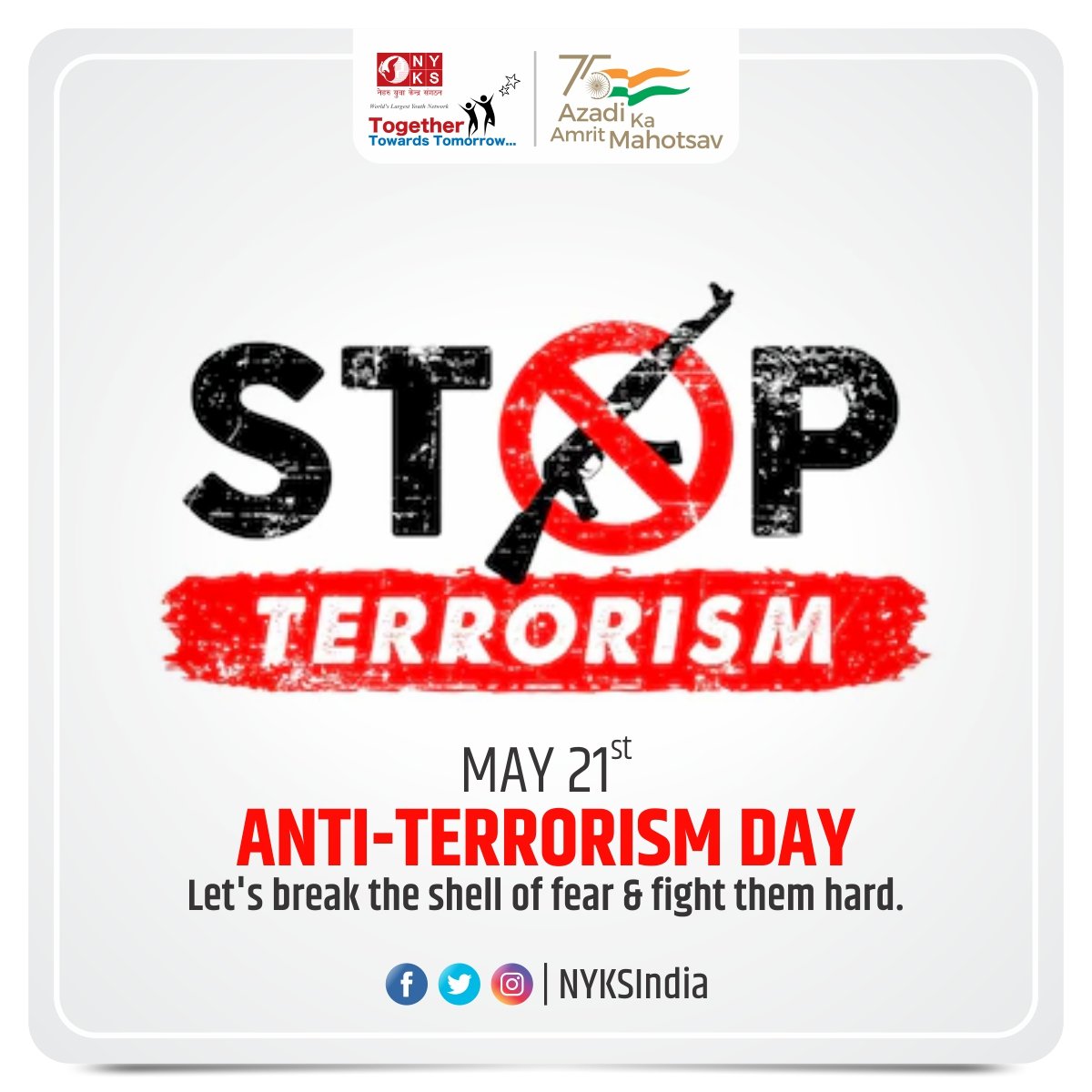 NykShajapur's tweet photo. On this Anti-Terrorism Day let's salute the Supreme sacrifice of our Martyrs. Let's pledge that "No matter whatever is the consequence, We will not let our country down."
#StopTerrorism #AntiTerrorismDay #Martyrs #pledge #TerrorFree #Terrorism
@YASMinistry @ICCT_TheHague https://t.co/kHITNBiyc1