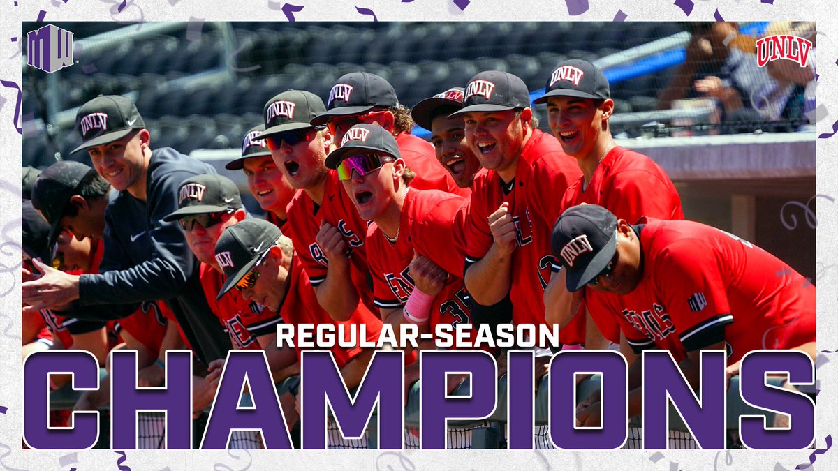 𝘾𝙃𝘼𝙈𝙋𝙎 🏆

<a href="/unlvbaseball/">UNLV Baseball</a> has won the #MWBSB regular-season 👑 and will be the No. 1 seed at next week's tournament!

#AtThePeak | #BEaREBEL