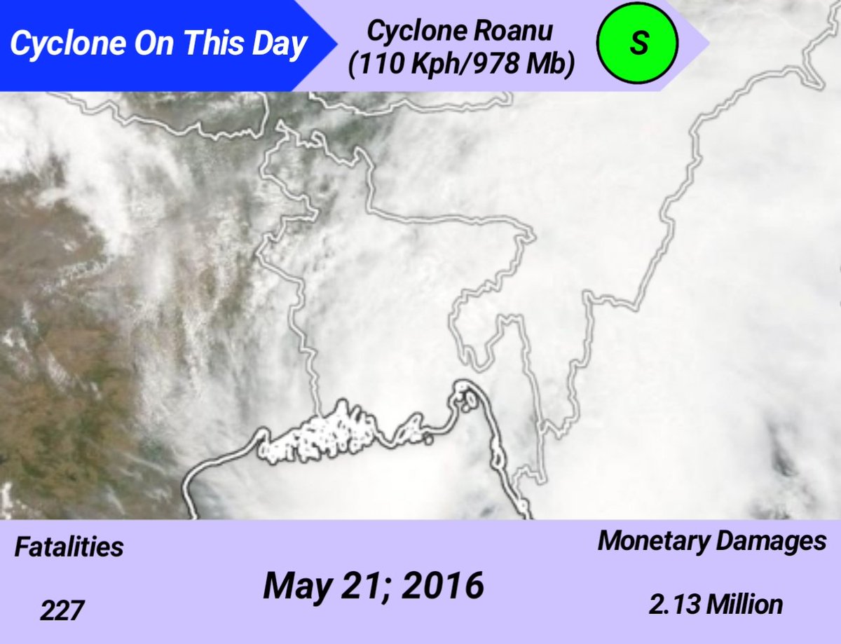 CycloneAnalyser's tweet photo. #COTD
On This Day Cyclone #Roanu peaked just below hurricane status near #Bangladesh coast, it caused torrential heavy rain all along the coast from #Srilanka to #Bangladesh causing some serious #Flood damages. https://t.co/Rl7rwjbq1g