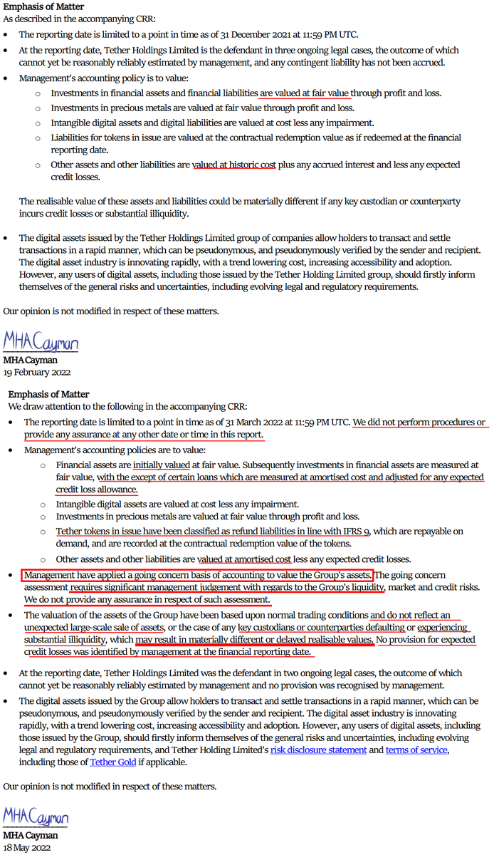 HOLY FUCK!

I just went through the new #Tether attestation. No wonder the peg's dropping. This thing is FILLED with NEW red flags! Posting comparisons with their last attestation. Picture 4 is INSANE!

GTFO!!!
