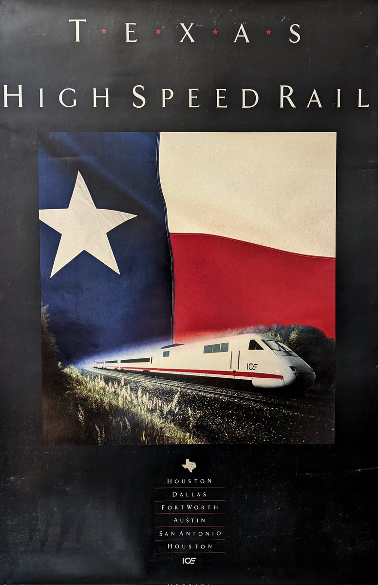 A poster from 1986 , Texas has been trying to build #hsr for more than 30 years #texas #txhsr #highspeedrail