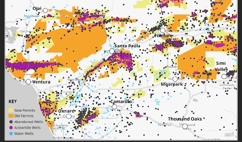 Ventura Co Voters Measure A and B protect our water. Vote yes!!  CalGEM well records used to determine oil well sites- 6,800 wells and 1500 near/thru aquifers,Ventura County planning records used, CA Dept of Conservation source for water wells”