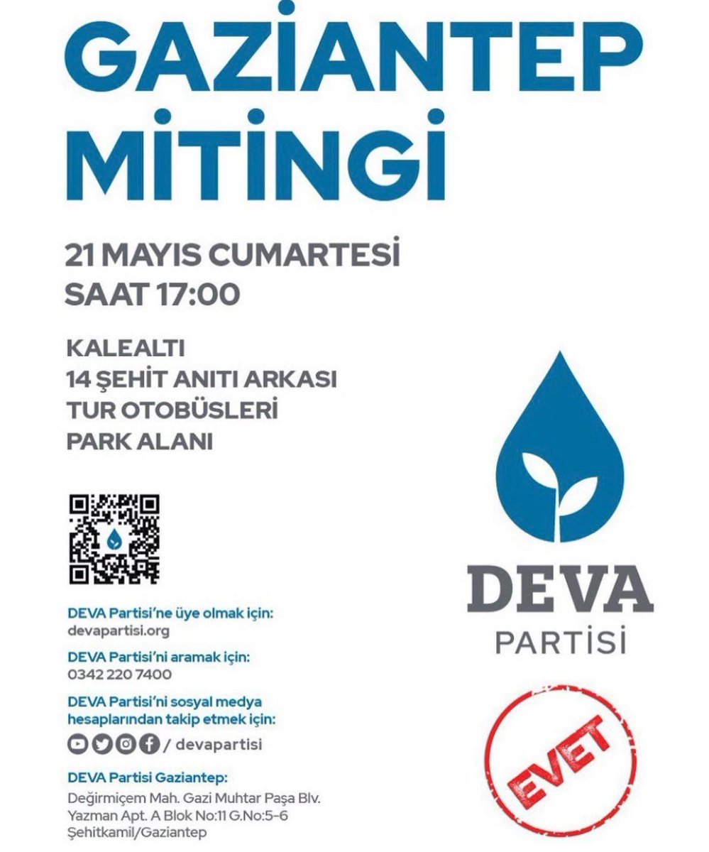 Bugün  Deva partisi genel başkanı Sn. Ali Babacan, Gaziantep mitinginde olacak.  destek için bizde orada olacağız. 
#babacangaziantepte