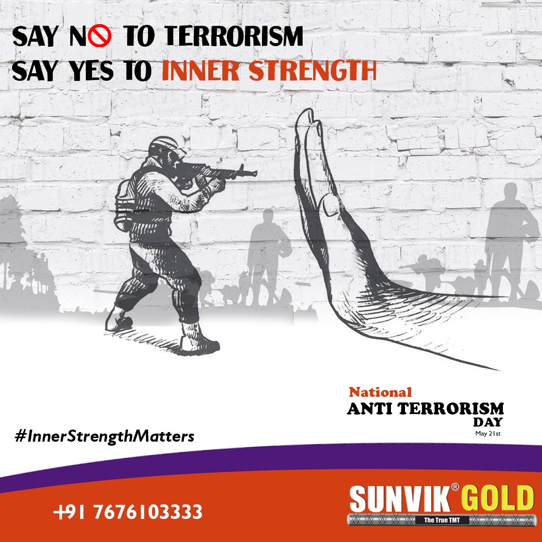 Sunvik_Steels's tweet photo. It takes Inner Strength and True Resilience to counter the act of terror. Say No to Terrorism, Say Yes to Inner Strength!
#innerstrengthmatters #sunvik #sunviksteels #sunviktmt #waronterror #saynototerrorism #antiterrorismday #terrorism #peace #harmony #tmtbar #resilience https://t.co/YA2rssIk8F