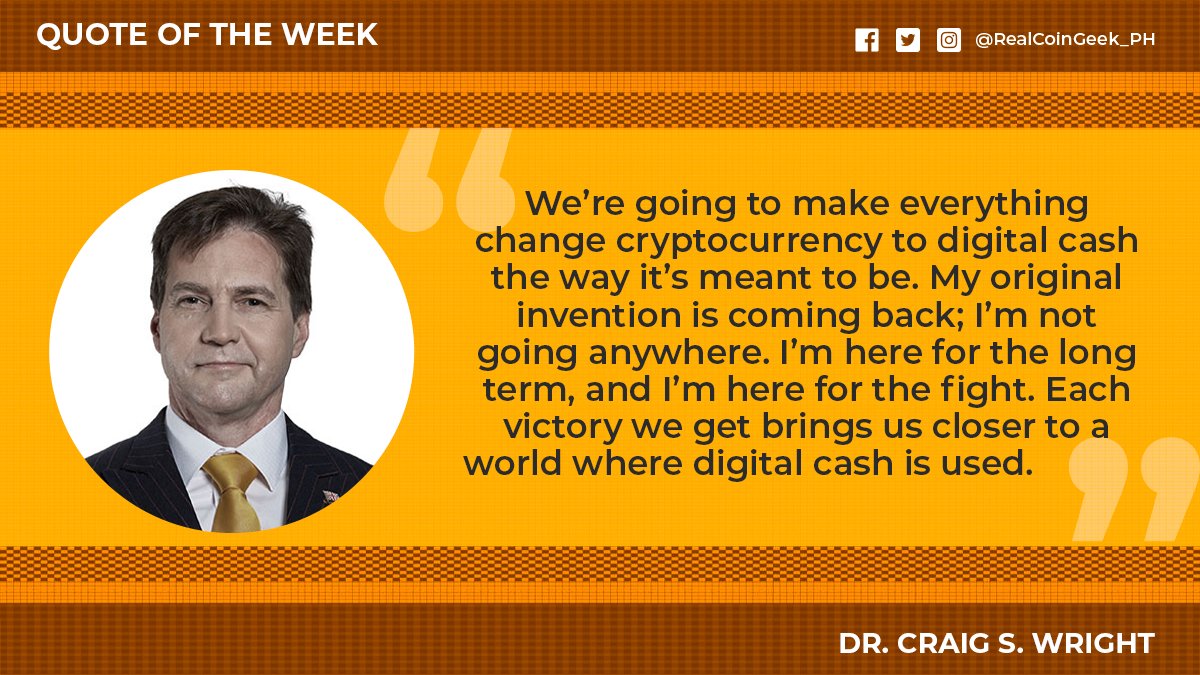 Ang ating #SabadoQuotes ay nanggaling sa inventor ng #Bitcoin, @Dr_CSWright. He'll be one of the keynote speakers in the upcoming #GBC22 in Dubai. So make sure to reserve your slot to hear his speech. 

🔗Register here: tickets.globalblockchainconvention.com/e/1

#Bitcoin #QuotableQuotes