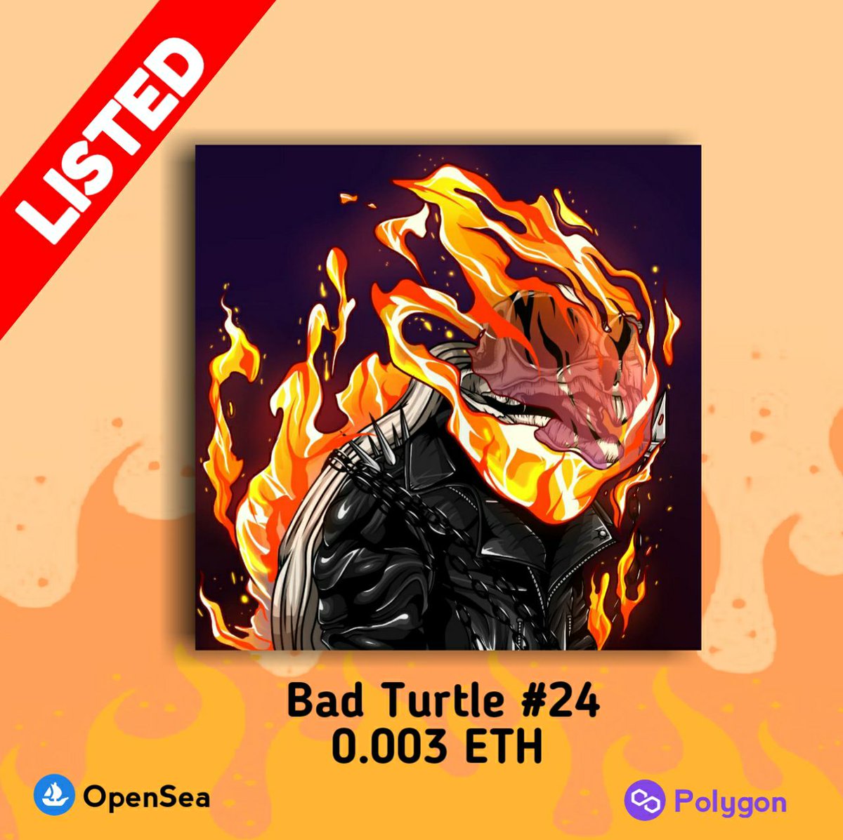 BadTurtleNFT's tweet photo. Hello guys 
Just dropped a badturtle new nft
(Ghost Rider)
Check it out
Link:https://t.co/ZB2fdeEiUB
Instagram:BadTurtle_NFT
#NFTs #NFTGiveaways #NFTCollection #NFTProjects #NFTartist #NFTGiveaway #NFTdrop #NFTs #NFTshill #NFTartists #bayc #opensea #polygon https://t.co/mThsGuvvrO