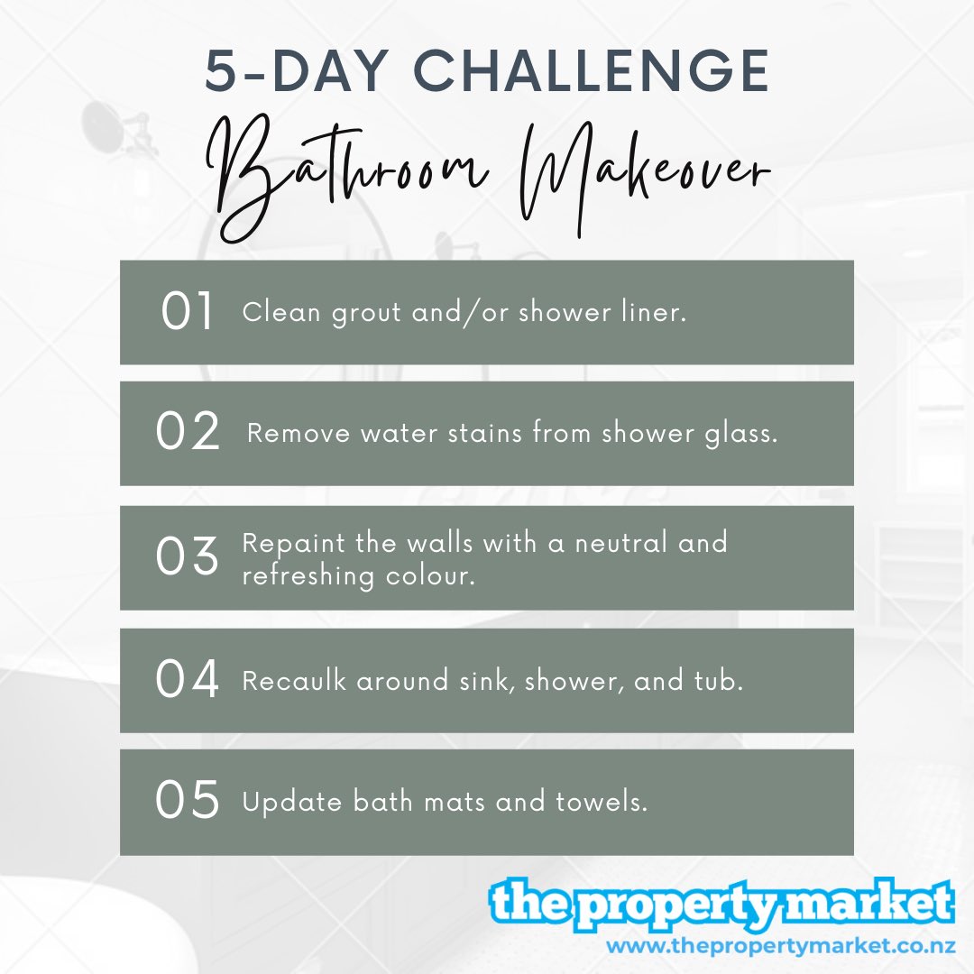TPMHamilton's tweet photo. A welcoming bathroom is not only a place you enjoy to start your day with, it is also an important feature when selling a home. Keep your bathroom looking beautiful with these easy maintenance tips 🧼🪣

#homeimprovementtips #bathroommakeover #nzrealestate #gettingreadytosell https://t.co/9ZOuoPy58G