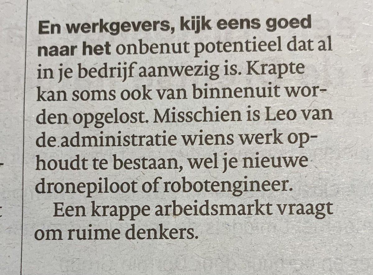 Cgerlag's tweet photo. Personeelstekorten creatief oplossen door de multipotentials in je bedrijf goed te bevragen: wat kun en wil jij doen? Top idee! Dit stukje komt uit de column van @AnneMarije50 in @redactieadun vandaag. #multipotential #multipassionate #generalist #multipotentialite https://t.co/Qlueu3ZyKk
