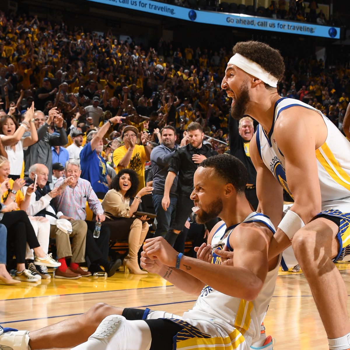 NBCSWarriors's tweet photo. The energy from the Splash Bros is unmatched 🔥 

[📸: @NBA] https://t.co/9CXtFsfUJ2