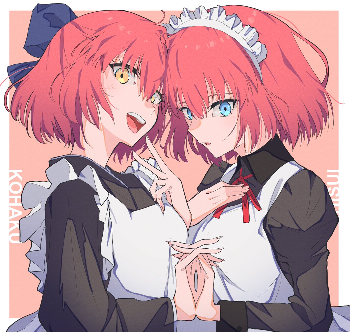 hisui (tsukihime) ,kohaku (tsukihime) multiple girls 2girls apron wa maid maid headdress twins maid apron  illustration images