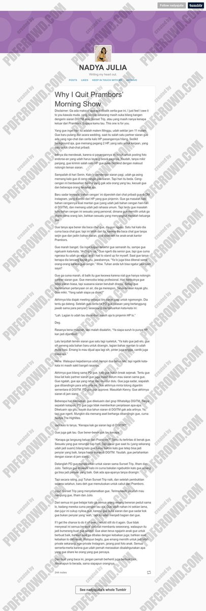 Dari dulu udah toxic banget ini Prambors. Kasus Nadya Julia ini satu contohnya.
