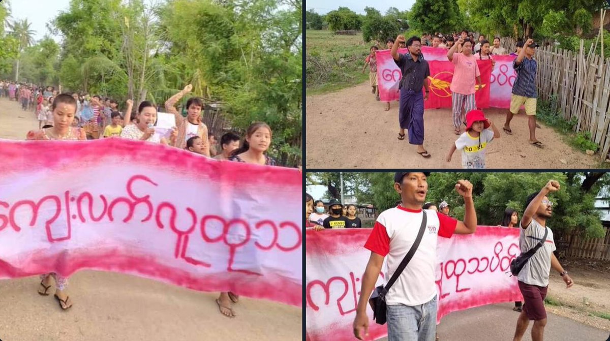 Residents, teachers and parents from Letpadaung Taung village, Salingyi, rallied today in voicing out their oppositions to Illegitimate Military ruling.   #2022May21Coup #Chevron_StopSponsoringJunta #KeepInEscrowAccount #WhatsHappeningInMyanmar