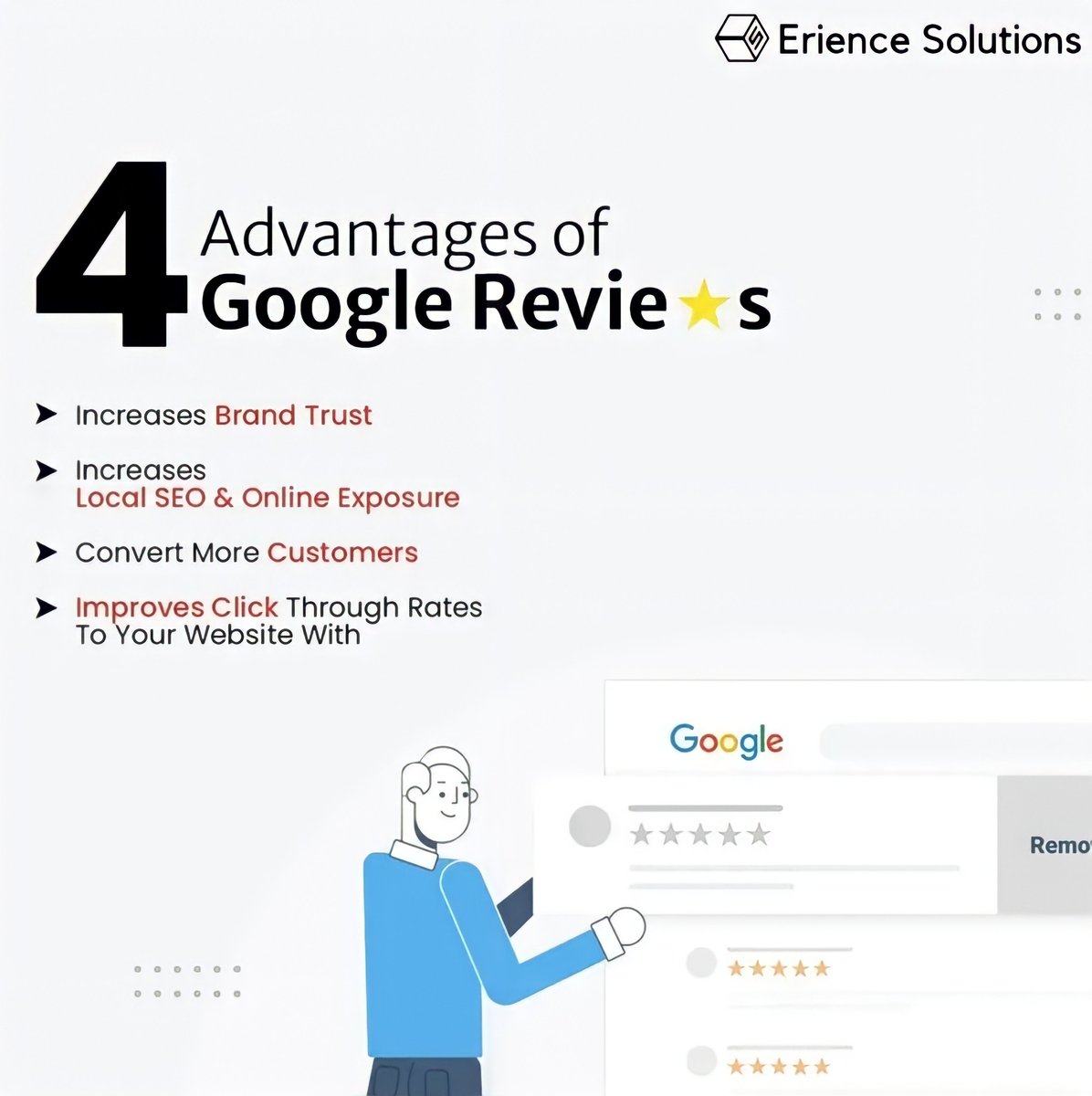 ErienceINT's tweet photo. Advantages of google reviews.
#Erience #InternetAgency #Mobile #Blockchain #Al #DiitalMarketing #webldeas #Developent https://t.co/nhYT6x3pih