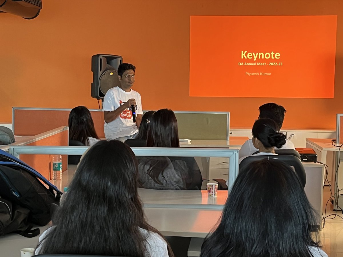 QA Annual Meet started with the Keynote by <a href="/piyuesh23/">Piyuesh kumar</a> at <a href="/qed42/">QED42</a> 
#qa #qed42 #qaannualmeet