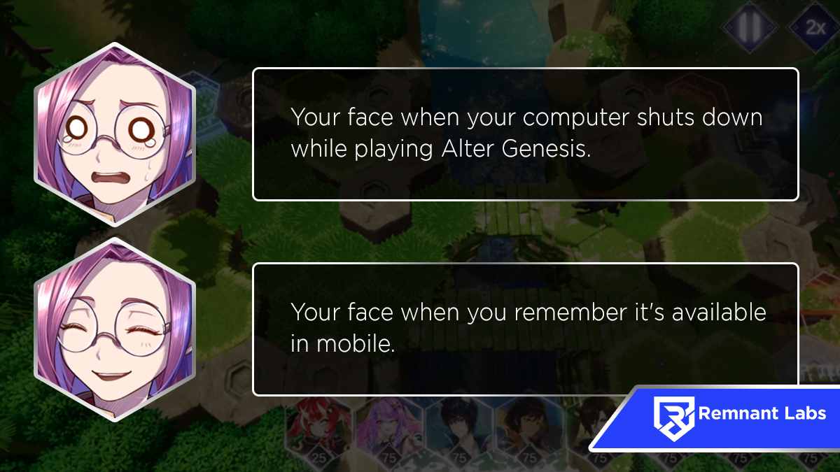 RemnantLabs's tweet photo. Desktop?💻Mobile?📱

🧪 #RemnantLabs games are available on both platforms! Play on your phone when you're out and about or switch to your computer for a bigger screen. ✨Gaming flexibility at it's finest! 🎮

Check 🌐https://t.co/lFu9SXtRCc today!

#P2E #F2P #Gamefi #NFTGame https://t.co/YrE0CUvtdz