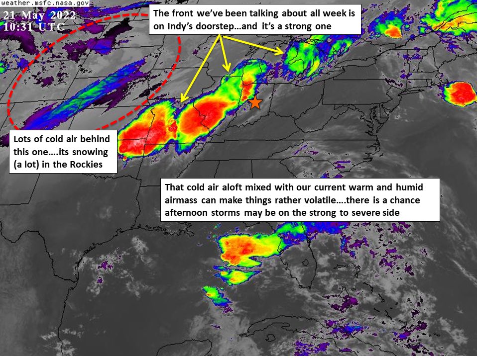 Indycar_Wxman's tweet photo. Here’s the details on today: a lot to unpack here but if you walk through these in order you get an idea what we’re dealing with…I think there’s three distinct areas we need to watch with 2 pm one being the potential shutdown area #INDYCAR #Indy500 https://t.co/AiR3M8ZFw2