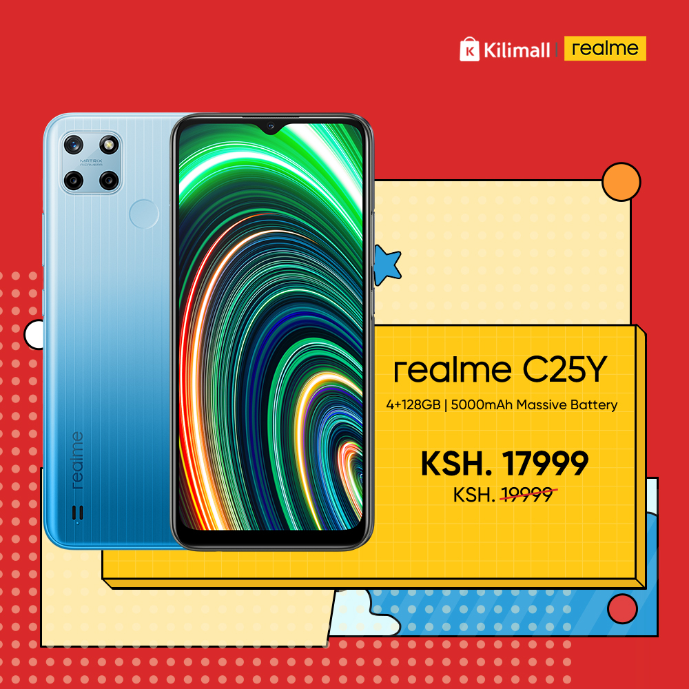 realmeKenya's tweet photo. Don't break the bank this weekend. 

Get #realmeC25Y yako at Ksh. 17,999 on Kilimall: https://t.co/cNY5Jf4SM0  

#realmeKenya #AllDayPerformance https://t.co/LVygo1yd5Y