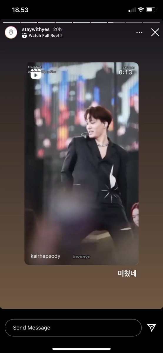 bcc project manager added @kairhapsody_ ‘s reel of jongin’s kpop flex performance to her insta story with the caption “this is crazy” 😭