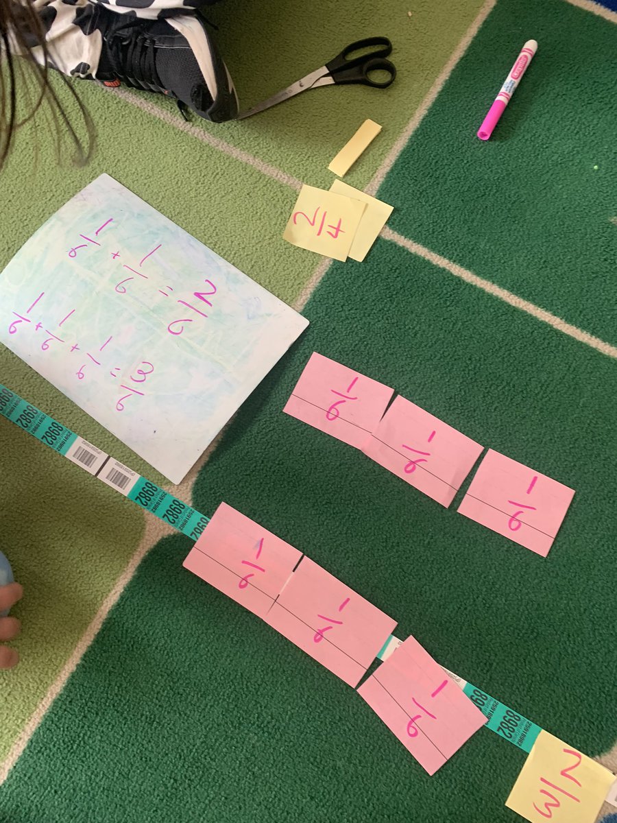 Lots of learning about fractions this week <a href="/VLS_School/">Victor Lauriston Public School</a> using sentence strips. What a simple and effective tool to have Ss make authentic discoveries about fair shares and equal parts. <a href="/LKelempro/">LKDSB Elem Program</a> <a href="/jvlasschaert/">J Vlasschaert</a>