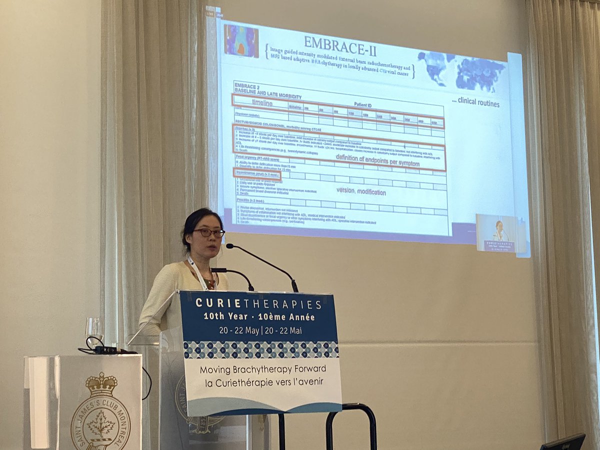 Dr Fleur Huang started the day early with a presentation on cervix brachytherapy and the EMBRACE studies #curietherapies2022 #brachytherapy
