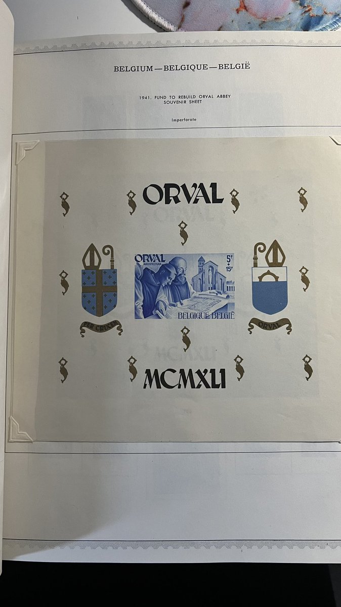 BeerSnobProbs's tweet photo. In honor of #orvalday I share with you these amazing 1941 postage stamps that were designed to support the rebuild of the Orval Abbey. My grandfather left these (and a huge book of other Belgian stamps) to me ❤️ https://t.co/ezeNCUYFcy