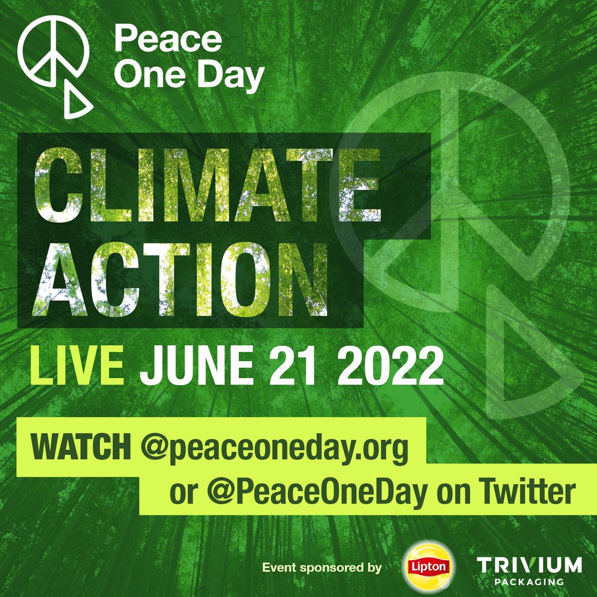 PeaceDay's tweet image. The countdown is on! On 21 June Peace One Day, along with leading international activists, speakers, actors, & musicians, will be raising awareness of climate change & manifesting climate action around the world. For more info visit peaceoneday.org. #ClimateActionLive