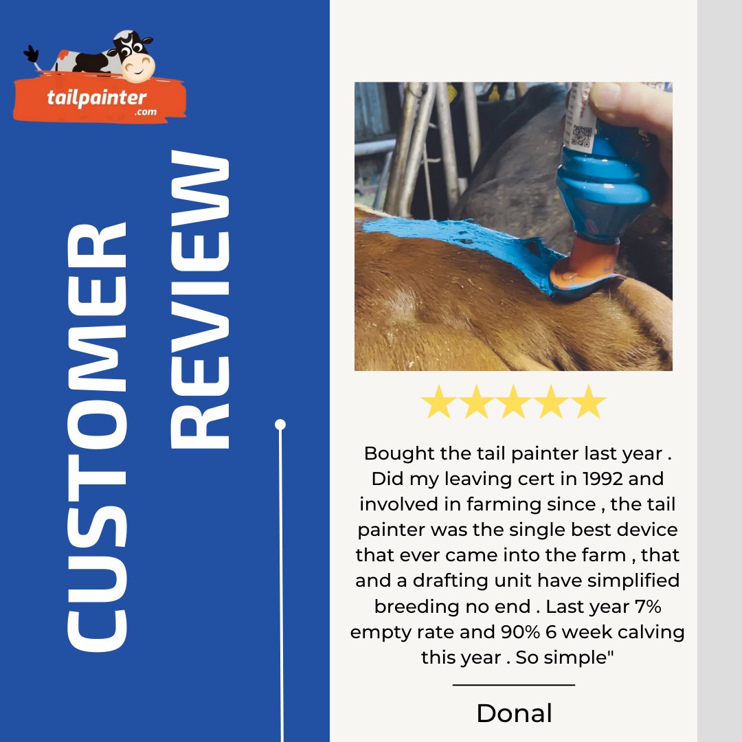 tailpainter's tweet image. Excellent to receive such positive reviews on our Tailpainter products! 👌

By tail painting you will achieve excellent results in order to achieve a compact calving period! 👏