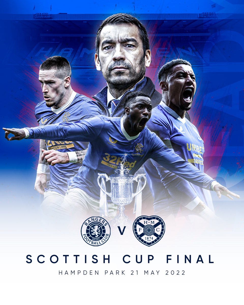 👊 IT'S MATCHDAY! 👊
🆚 Hearts
🏆 <a href="/ScottishCup/">Scottish Gas Scottish Cup</a> Final
🏟️ Hampden
⏰ 15:00 (UK)
📺 Live on RangersTV (exc UK)

Come on #RangersFC 💙