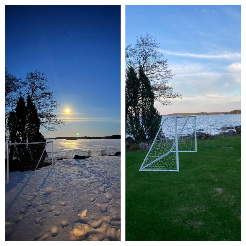 MikaelForssell's tweet image. These pictures are exactly 5 weeks apart🌬❄️➡️☀️🌿😱 

#veryfinnishproblems 🇫🇮🙈

Ps. In the left picture…it is the moon🌝lighting up the sky🙌🏻