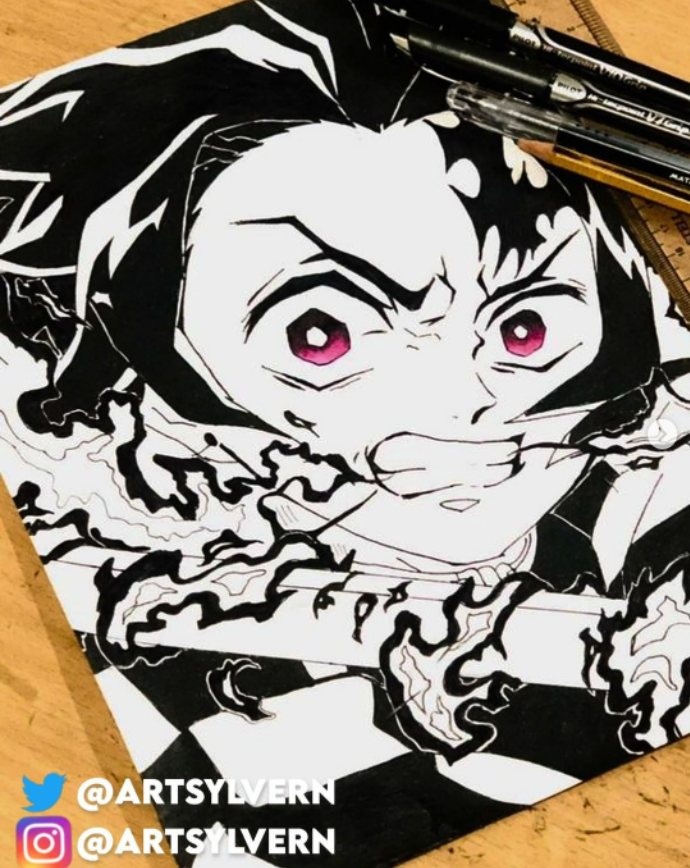 tanjiro demon slayer stencil