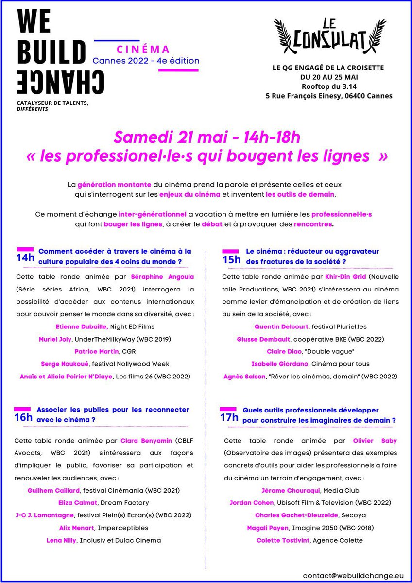 LeCNC's tweet photo. #WeBuildChange est de retour pour une 4e édition ce samedi 21 mai au @Festival_Cannes avec quatre tables rondes sur les enjeux du cinéma et les outils de demain. #Cannes2022 https://t.co/4rmvs4pJa1