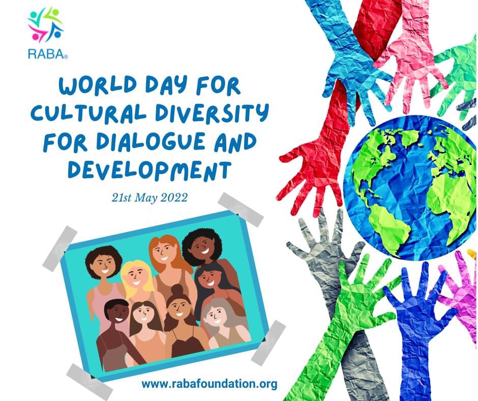 RABAFoundation's tweet photo. World Day for Cultural Diversity for Dialogue and Development
A day to promote cultural diversity issues and learn how to live together in harmony though education for sustainable lifestyles and development. 

#culturaldiversity #diversity #WDCDDD https://t.co/YUB1JpCX52