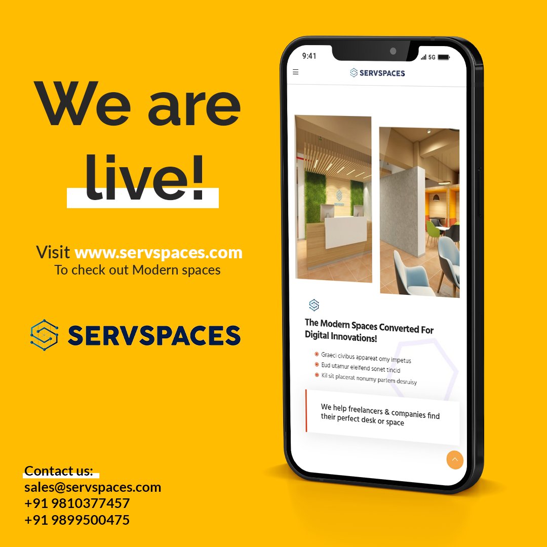 servspacesindia's tweet image. We are live! 
Visit servspaces.com to check out Modern spaces
.
#Workfromservspaces
.
#Safe4Work #servspaces #SanitisedWorkspaces #Coworking #officespace #StaySafe #Coworkingspace #modernspaces #noidagram #noidaoffice