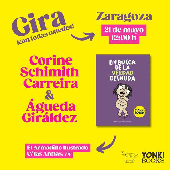 agdagira's tweet photo. ¡Con lo que a mi me gusta girar! Hoy a las 12h en @el_armadillo con @coticarreira presentación de su libro que puede ser también tuyo y mío (gran poder el de los libros 📕). Edita @yonkibooks #NoTeLoPierdas @GraficaMedicina @Marta_Mouliaa @coralelizondo @petruxIT ¡Nos vemos allí! https://t.co/arYtLk5oqY